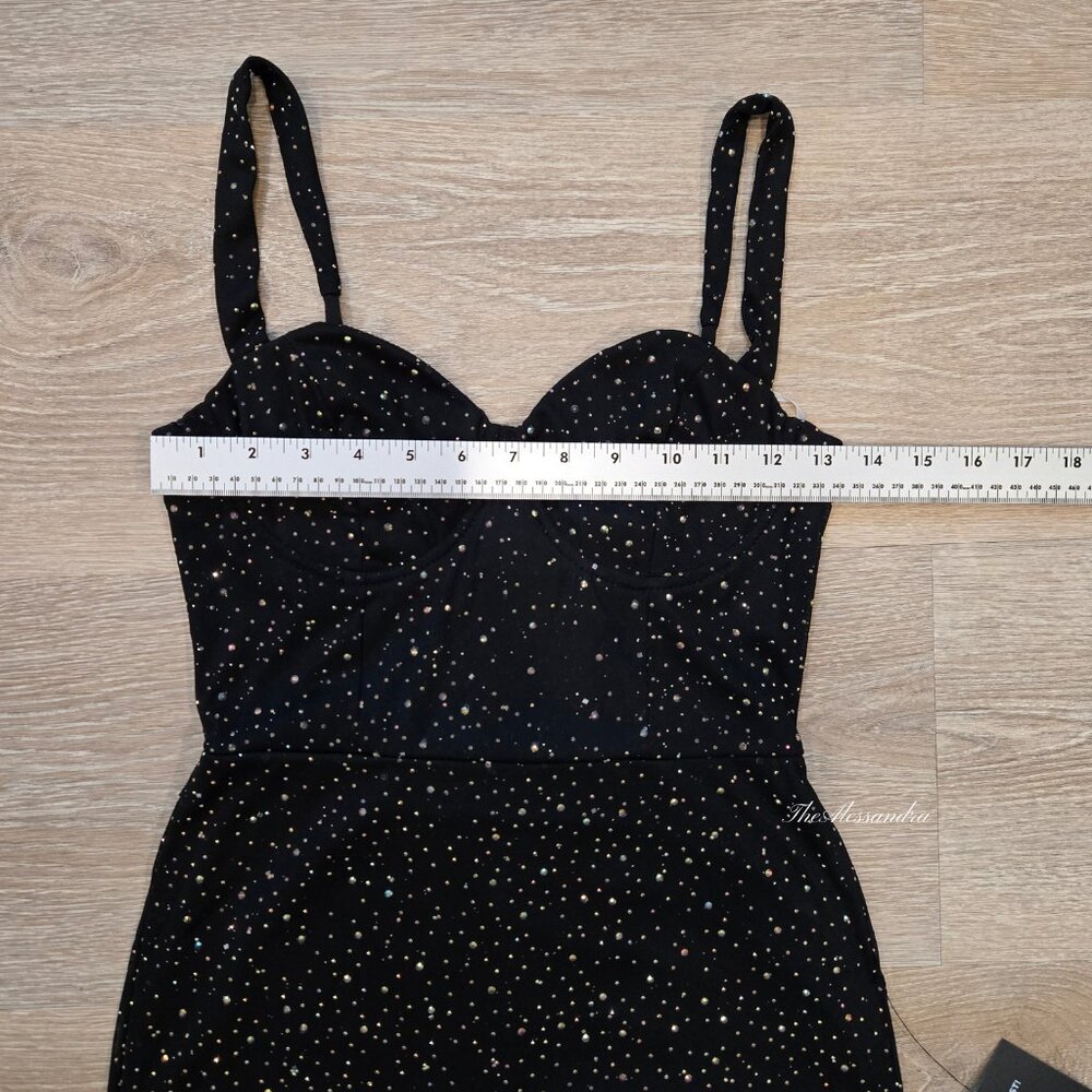 Lulus Black Rhinestone Maxi Dress Small New With Tags Missing Some Rhinestones - Picture 5 of 16